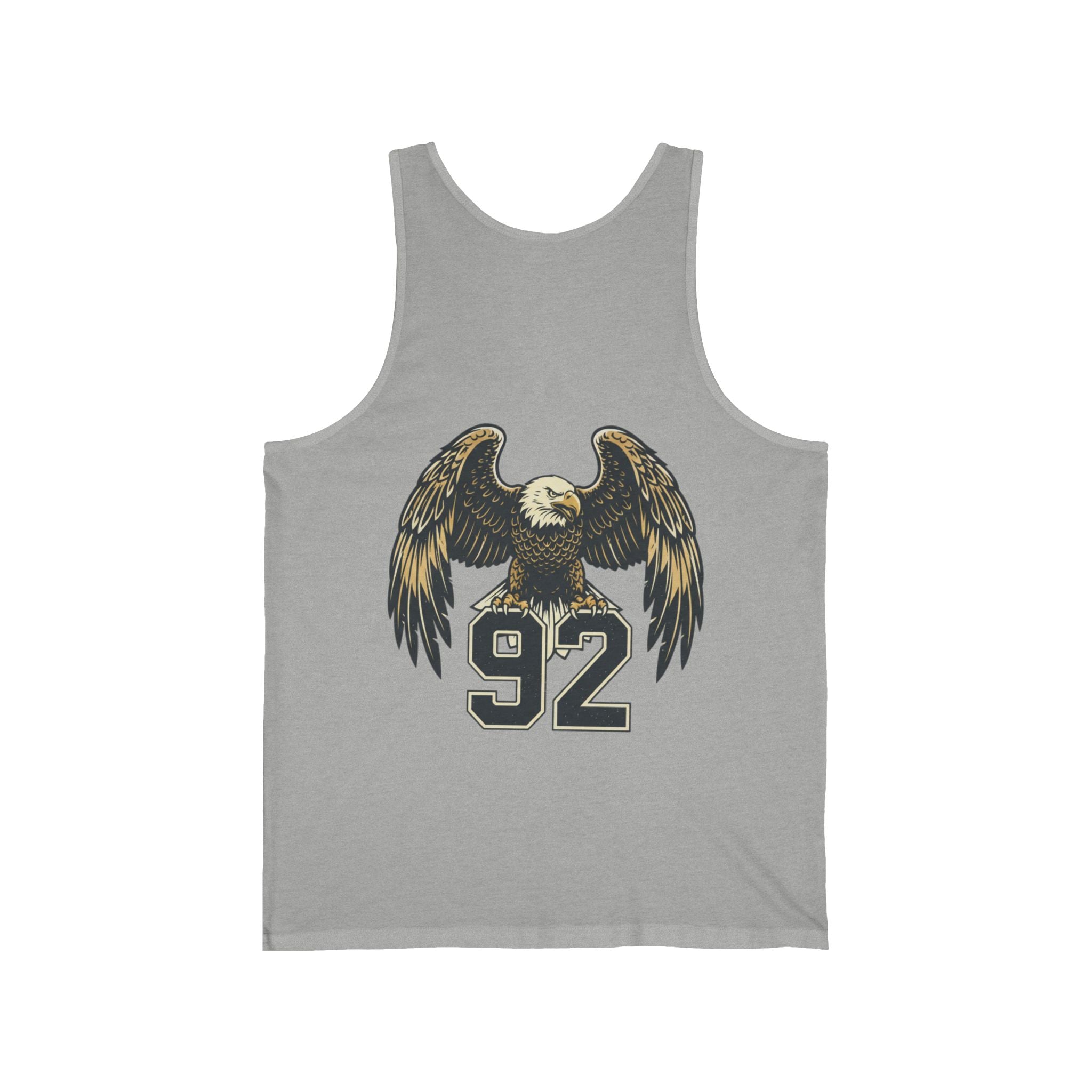 Eagle Graphic Tank Top — Vintage Bald Eagle with '92 Number