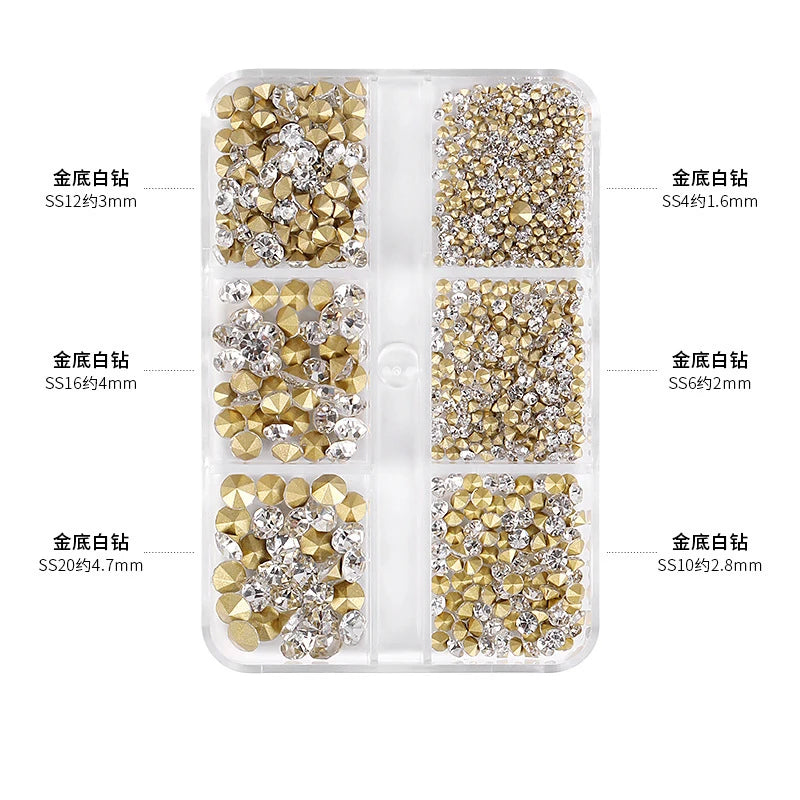1000pcs Valentine's Day RED Rhinestone 12 Grid FlatBack Mixed-Size Nail Crystal DIY Non-Hotfix 3D Red Manicure Diamond ZB-2023